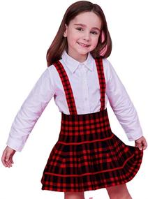 img 4 attached to Girls Solid Flare Suspender Skirt Girls' Clothing