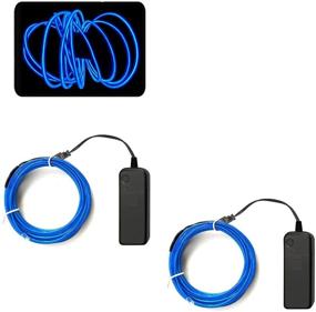 img 4 attached to 🔵 Blue El Wire 2-Pack - 9.8ft/3M Neon Glow Rope Light with Battery Pack: Perfect Neon Strobing Electroluminescent Wire for Parties, Halloween Decor and More!