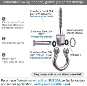 img 1 attached to 🏋️ BeneLabel Set of 2 Heavy Duty Swing Hangers – Permanent Antirust Stainless Steel 304 Screw Brackets with 1800LB Capacity, Ideal for Indoor and Outdoor Playgrounds, Yoga Hammocks, Chairs, Sandbags, Punching Bags, and Swing Sets
