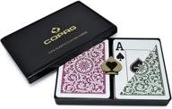 copag 1546 design 100% plastic playing cards: jumbo index double deck set in green/burgundy - ideal for poker logo