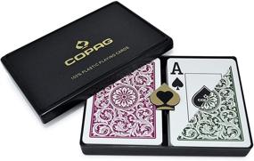 img 4 attached to Copag 1546 Design 100% Plastic Playing Cards: Jumbo Index Double Deck Set in Green/Burgundy - Ideal for Poker