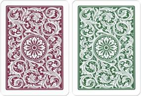 img 3 attached to Copag 1546 Design 100% Plastic Playing Cards: Jumbo Index Double Deck Set in Green/Burgundy - Ideal for Poker