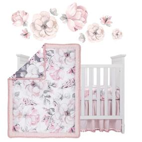 img 3 attached to 🌸 Набор постельного белья для детской комнаты Lambs & Ivy Signature Botanical Baby Watercolor Floral из 4 предметов