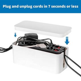 img 2 attached to 🔌 Wire Cord Organizer Box - Conceal Cords at Home with Power Strip Cover and Surge Protector Cover - Baby Proof and Pet-Friendly Electric Concealer for Lounge, Desk, TV, and Computer - Set of 2, White