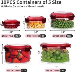 img 3 attached to 🍱 Lockcoo Airtight Food Storage Containers with Lids - 10 Pack Round Plastic Sets for Food, BPA Free Stackable Kitchen Storage Containers in Freezer Safe Lunch Sizes