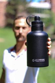 img 3 attached to 🍺 EcoVessel BOSS Vacuum Insulated Large Travel Growler Bottle – 64 oz Stainless Steel Thermos with Wide Mouth Cap and Infuser Filter for Water, Beer, and Tea