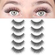 lashview false eyelashes: demi wispies mink, 3d layered effect, handmade comfortable silk lashes - reusable natural look for makeup logo