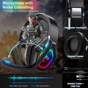 img 1 attached to 🎧 Игровая гарнитура с микрофоном и светодиодной подсветкой: погружающие наушники с шумоподавлением для Nintendo Switch PS4 PS5 PC Xbox One Laptop Phones - динамик 50 мм, стереозвук, встроенный микрофон