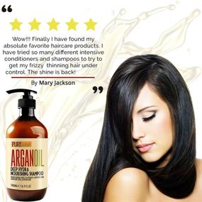 img 1 attached to 🌿 Moroccan Argan Oil Shampoo: SLS & Sulfate Free for Damaged, Dry, Curly or Frizzy Hair - Thickening Formula for Fine / Thin Hair, Color & Keratin Safe