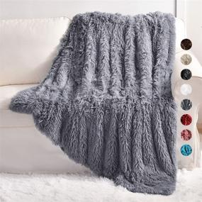 img 4 attached to 🐾 Yusoki 2-Layer Thick Grey Faux Fur Throw Blanket, 50" x 60", Soft Gray Fluffy Couch Blanket Plush Furry Comfy Warm Blanket for Gift Bed Chair Sofa Bedroom, Dog Cat Girl Car