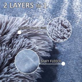 img 3 attached to 🐾 Yusoki 2-Layer Thick Grey Faux Fur Throw Blanket, 50" x 60", Soft Gray Fluffy Couch Blanket Plush Furry Comfy Warm Blanket for Gift Bed Chair Sofa Bedroom, Dog Cat Girl Car