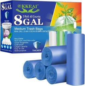 img 4 attached to 🗑️ OKKEAI Thicker 0.98 MIL Biodegradable 8 Gallon Kitchen Trash Bags - 60 Count Medium Recycling Bags for Home Office, Lawn, Bathroom - Fits 7-10 Gallon Bins