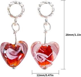 img 3 attached to 🌸 HooAMI 20pcs Mixed Glass Flower Heart Dangle Beads: Perfect for Charm Bracelets, 28x12mm Size