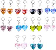 🌸 hooami 20pcs mixed glass flower heart dangle beads: perfect for charm bracelets, 28x12mm size logo