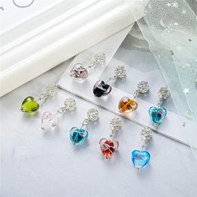 img 2 attached to 🌸 HooAMI 20pcs Mixed Glass Flower Heart Dangle Beads: Perfect for Charm Bracelets, 28x12mm Size