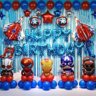 🎈 superhero balloon themed birthday party backdrop decorations & supplies - captain america, iron man balloon themed for your birthday party (blue color) логотип