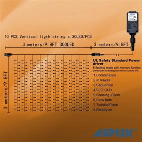 img 3 attached to Полностью водонепроницаемые шторные светильники с 300LED для дома, сада и свадебного декора - сертифицированы по безопасности UL.