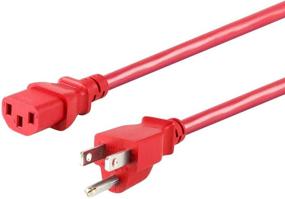 img 3 attached to Monoprice 133555 18AWG Power Cable/Cord - 1Ft - Red 3 Conductor PC Power Connector Socket 10A (NEMA 5-15P To IEC 60320 C13)