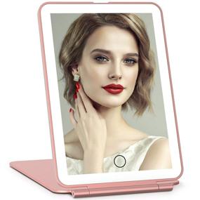 img 4 attached to 💄 Rose Gold Rechargeable Lighted Makeup Vanity Mirror with 3 Colors Lighting, 72 LED Lights, Touch Sensor Dimming, and Portable Tabletop Cosmetic Beauty Mirror