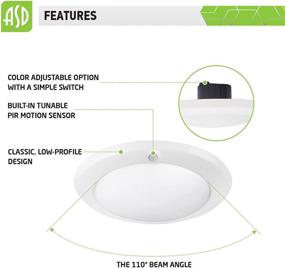 img 1 attached to 🌟 ASD (1 Pack) 6 Inch LED Disk Light with Motion Sensor, Adjustable CCT (2700-5000K) White Low Profile Recessed Flush Mount Ceiling Lighting Fixture, 15=100W Equivalent, 1100 Lumens, Wet Location, ETL and Energy Star Certified