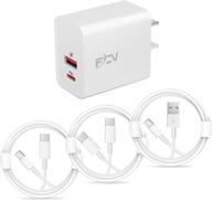 upgraded 20w dual port pd qc 3.0 wall usb-c charger for iphone 12 - fast charger plug with 3 x 6ft charger cable - compatible with iphone 11, iphone 12/mini/pro/pro max, samsung, pixel logo