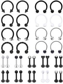 img 3 attached to 💄 Stylish and Versatile SCERRING 16g Lip Rings: High-Quality Stainless Steel Horseshoe Labret Monroe Lip Rings, Tragus Helix Earrings, Studs Ring - Complete Piercing Jewelry Set (36PCS) for Medusa Piercings - Size: 8mm