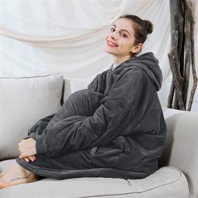 img 1 attached to 🧥 Cozy AmyHomie Blanket Sweatshirt: Oversized Sherpa Hooded Sweatshirt Blanket with Pocket for Adults, Kids, and Teens - Fleecehug Hoodie Wearable