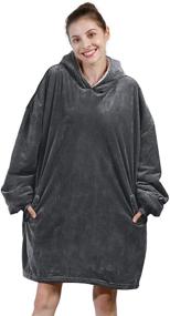 img 4 attached to 🧥 Cozy AmyHomie Blanket Sweatshirt: Oversized Sherpa Hooded Sweatshirt Blanket with Pocket for Adults, Kids, and Teens - Fleecehug Hoodie Wearable