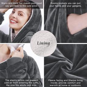 img 3 attached to 🧥 Cozy AmyHomie Blanket Sweatshirt: Oversized Sherpa Hooded Sweatshirt Blanket with Pocket for Adults, Kids, and Teens - Fleecehug Hoodie Wearable