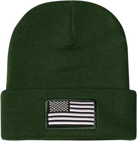 img 3 attached to MIRMARU American Embroidered Folded Beanie Outdoor Recreation
