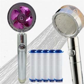 img 4 attached to High Pressure Propeller Handheld Shower Head Filter - 360° Rotating Water Saving Showerhead Premium Kit Turbocharged Replacement for Bath Shower