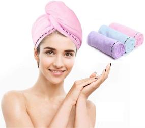 img 4 attached to 👒 WanHua 3 Pack Microfiber Hair Towel: Fast Drying Hair-Drying Cap for Women, Girls, and Curly Hair