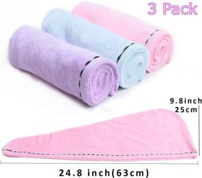 img 3 attached to 👒 WanHua 3 Pack Microfiber Hair Towel: Fast Drying Hair-Drying Cap for Women, Girls, and Curly Hair