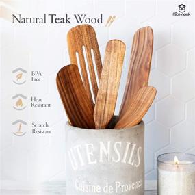 img 2 attached to 🥄 Spurtles Kitchen Tools As Seen On TV: Nice-Nook Spurtle Set of 5 - 100% Healthy Hardwood Utensils for Stirring, Mixing, and Serving. Heat Resistant, Made with Natural Teak Wood. Perfect Gift!