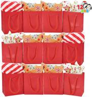 12 красных премиум подарочных пакетов с ручками 4’’x4.5’’x2.75’’ для праздничных вечеринок на рождество, дни рождения и свадьбы - высококачественные мешочки для подарков. логотип