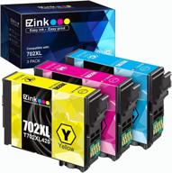 🖨️ e-z ink (tm) remanufactured ink cartridge replacement for epson 702xl t702xl 702 t702 - compatible with workforce pro wf-3720 wf-3730 wf-3733 printer – pack of 3 (1 cyan, 1 magenta, 1 yellow) logo