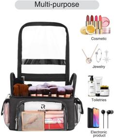 img 2 attached to Large Waterproof Makeup Brush Case by NAONAYA - Professional Clear Cosmetic Organizer Bag for Makeup Artists, Travel-Friendly with Full Open Design, Adjustable Strap and Dividers - Easy Access