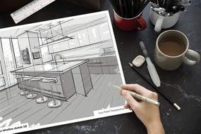 img 1 attached to 📐 Enhance Artistic Expression with Design Ideation Sketch 3D Perspective Grid Paper Pad - Ideal for Pencil, Ink, Marker, and Watercolor Paints in Art, Design, and Education - Featuring Two Point Perspective Grid and Blue Grid