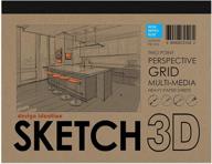 📐 enhance artistic expression with design ideation sketch 3d perspective grid paper pad - ideal for pencil, ink, marker, and watercolor paints in art, design, and education - featuring two point perspective grid and blue grid logo