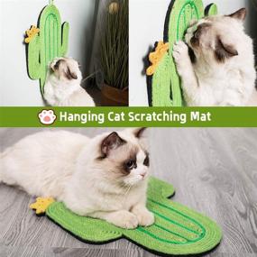 img 1 attached to 🌵 Cat Scratch Pad with Cactus Design - Non-Slip, Durable Sisal Cat Scratcher Mat for Indoor Claw Grinding - Can be Used on Wall or Floor - Includes Hanging Rope - Cat Sleeping Rug Pad (Cactus Print)