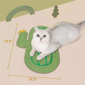 img 3 attached to 🌵 Cat Scratch Pad with Cactus Design - Non-Slip, Durable Sisal Cat Scratcher Mat for Indoor Claw Grinding - Can be Used on Wall or Floor - Includes Hanging Rope - Cat Sleeping Rug Pad (Cactus Print)