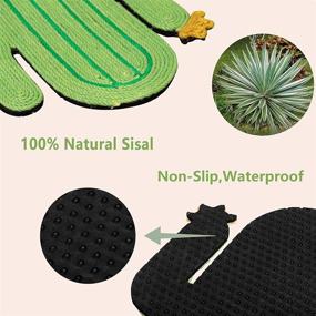 img 2 attached to 🌵 Cat Scratch Pad with Cactus Design - Non-Slip, Durable Sisal Cat Scratcher Mat for Indoor Claw Grinding - Can be Used on Wall or Floor - Includes Hanging Rope - Cat Sleeping Rug Pad (Cactus Print)