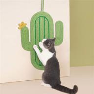 🌵 cat scratch pad with cactus design - non-slip, durable sisal cat scratcher mat for indoor claw grinding - can be used on wall or floor - includes hanging rope - cat sleeping rug pad (cactus print) logo