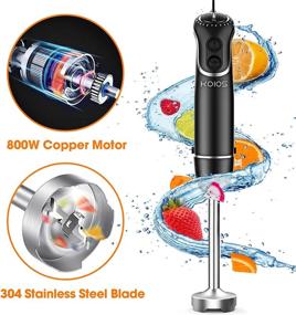 img 2 attached to 🔪 KOIOS Immersion Hand Blender, 4-in-1 Electric Handheld Blender with Upgraded 800W Copper Motor, 12-Speed + Turbo Mode, Splashproof Blender Shaft, Silver 304 Stainless Steel Blade, Egg Whisk, BPA-Free 500ml Food Processor Container, 600ml Beaker – Make Smoothies, Baby Food, Sauces, Purees, Soups