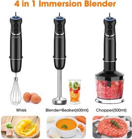 img 1 attached to 🔪 KOIOS Immersion Hand Blender, 4-in-1 Electric Handheld Blender with Upgraded 800W Copper Motor, 12-Speed + Turbo Mode, Splashproof Blender Shaft, Silver 304 Stainless Steel Blade, Egg Whisk, BPA-Free 500ml Food Processor Container, 600ml Beaker – Make Smoothies, Baby Food, Sauces, Purees, Soups