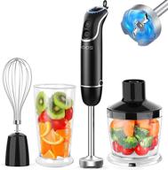 🔪 koios immersion hand blender, 4-in-1 electric handheld blender with upgraded 800w copper motor, 12-speed + turbo mode, splashproof blender shaft, silver 304 stainless steel blade, egg whisk, bpa-free 500ml food processor container, 600ml beaker – make smoothies, baby food, sauces, purees, soups логотип