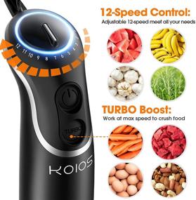 img 3 attached to 🔪 KOIOS Immersion Hand Blender, 4-in-1 Electric Handheld Blender with Upgraded 800W Copper Motor, 12-Speed + Turbo Mode, Splashproof Blender Shaft, Silver 304 Stainless Steel Blade, Egg Whisk, BPA-Free 500ml Food Processor Container, 600ml Beaker – Make Smoothies, Baby Food, Sauces, Purees, Soups