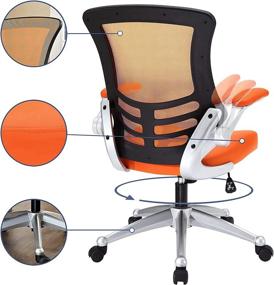 img 1 attached to 🪑 Modway EEI-210-ORA Attainment Mesh Back and Vinyl Seat Modern Office Chair in Orange - 26.5&#34;L x 26.5&#34;W x Adjustable Height 39.5-43.5&#34;H