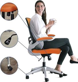 img 3 attached to 🪑 Modway EEI-210-ORA Attainment Mesh Back and Vinyl Seat Modern Office Chair in Orange - 26.5&#34;L x 26.5&#34;W x Adjustable Height 39.5-43.5&#34;H