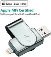 💾 256 гб флеш-накопитель для iphone - photo stick для iphone и ipad - usb 3.0 флеш-накопитель - внешний адаптер для расширения памяти для ios, pc и mac (серый 256 гб) логотип